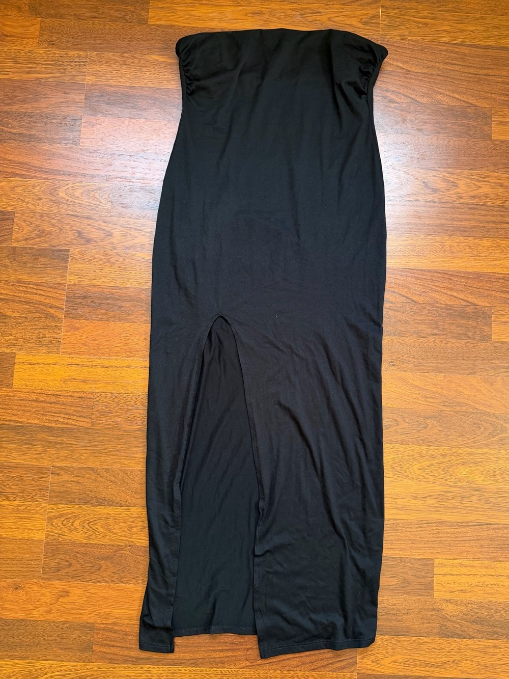 Heart Hips Black Strapless Maxi Dress with Front Slit